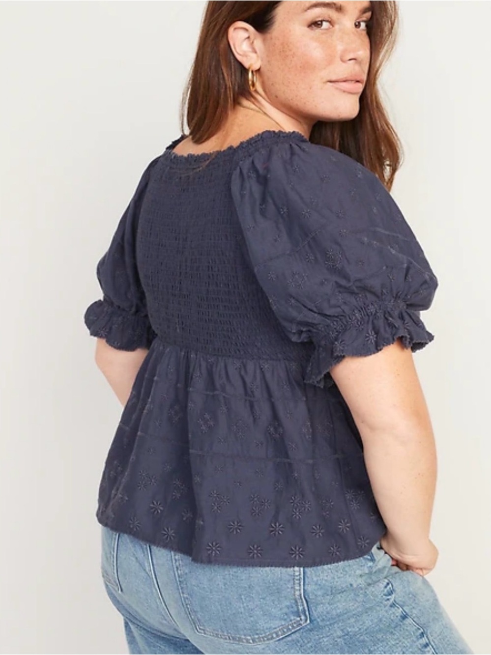 Old Navy babydoll Square Neck Puff Sleeve Top L - Picture 2 of 7